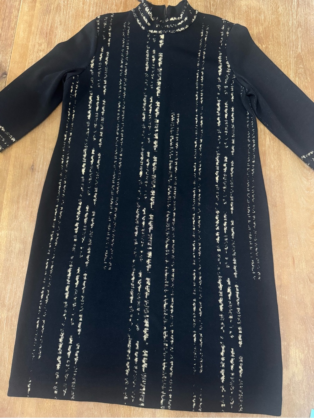 Ming Wang Black Dress with Gold Vertical Accent Stripes